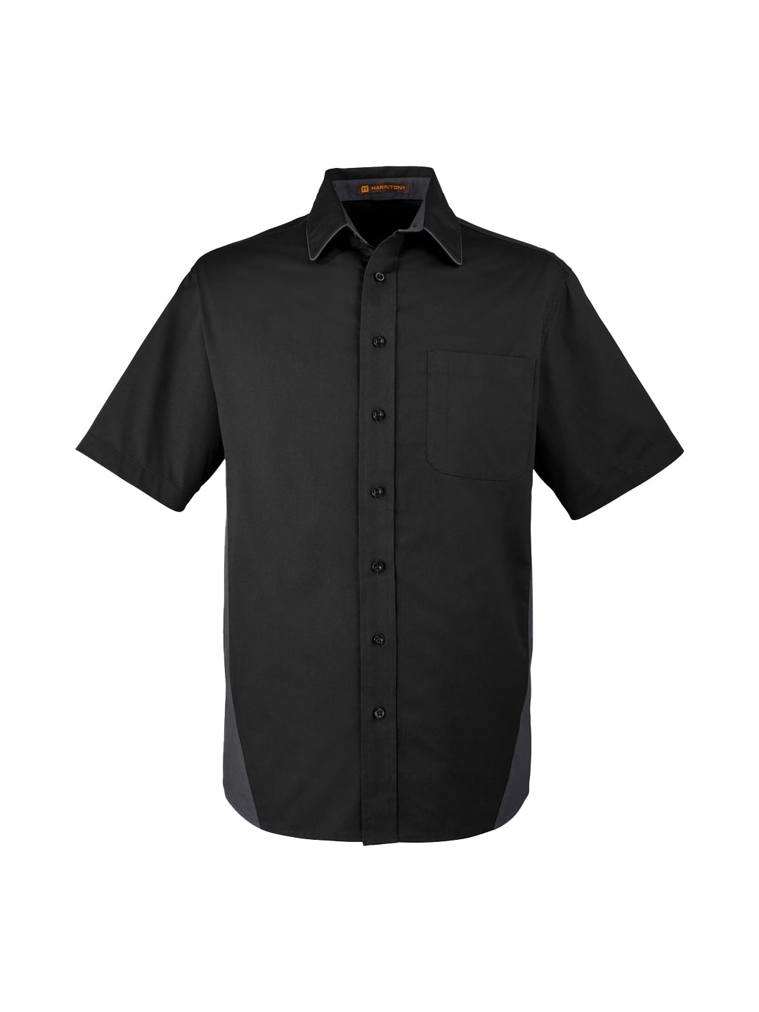 AUVE - Men's Short Sleeve Bowling Shirt - Black / Dark Charcoal