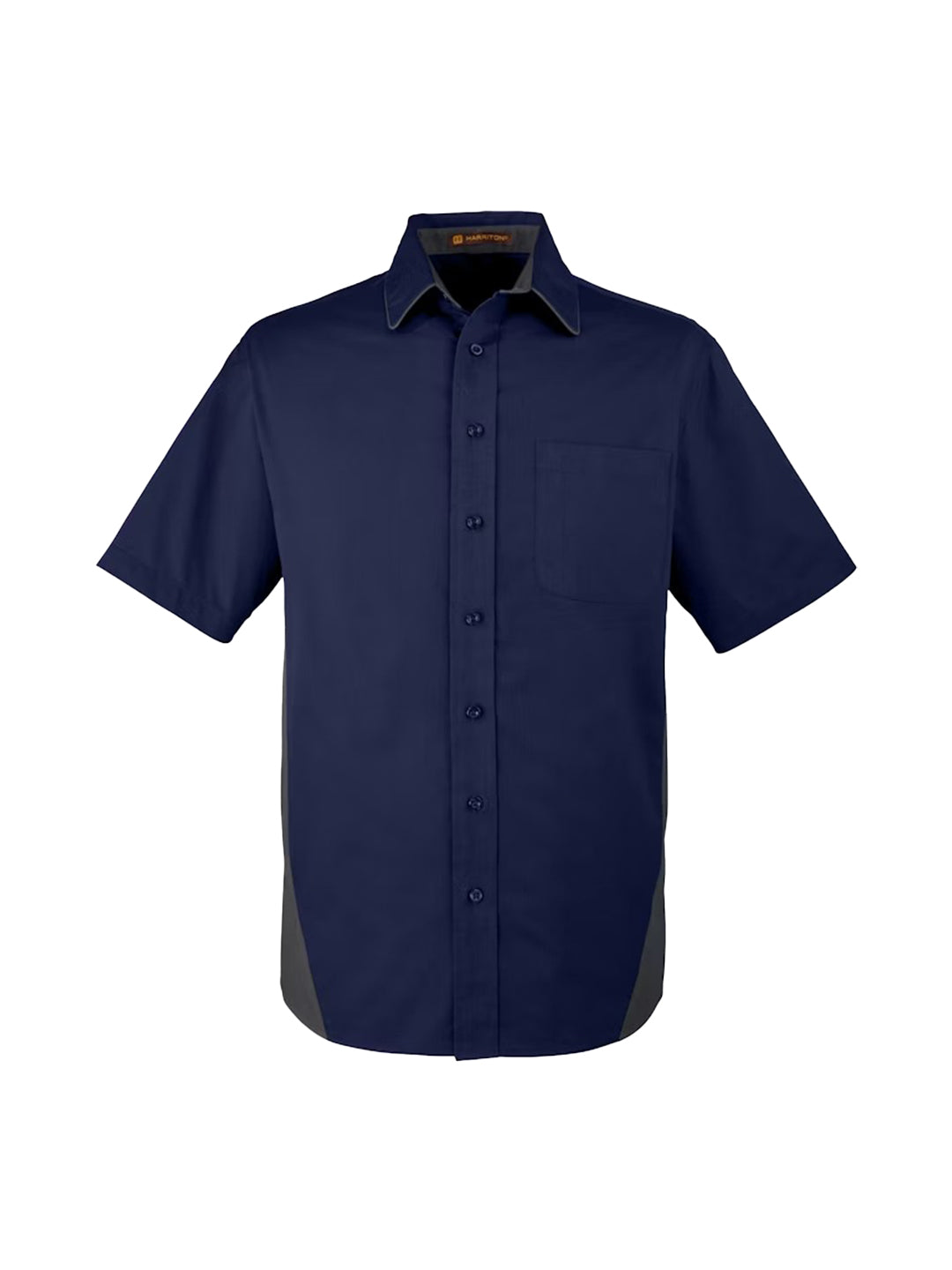 AUVE - Men's Short Sleeve Bowling Shirt - Dark Navy / Dark Chrc