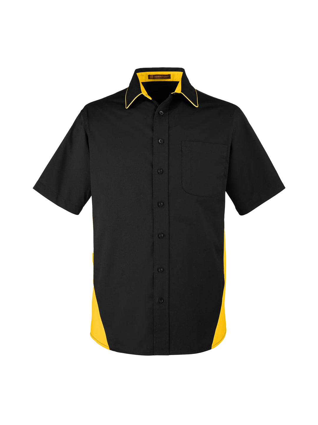 AUVE - Men's Short Sleeve Bowling Shirt - Black / Team Orange