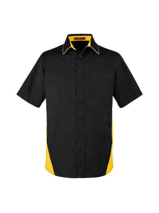 AUVE - Men's Short Sleeve Bowling Shirt - Black / Snry Yllw