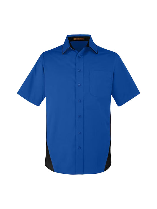 AUVE - Men's Short Sleeve Bowling Shirt - Tr Royal / Black