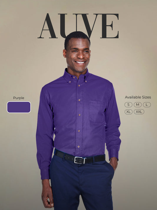 AUVE- Men Long-Sleeve Twill Shirt - Team Purple